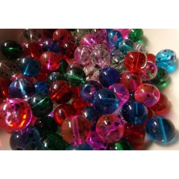 Mixed Color Black Spotted Glass Beads 8mm - Picture 1 of 2
